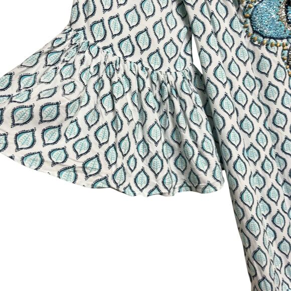 Skemo Beaded Bell Sleeve‎ Dress - Size XS - Beach Coastal - Picture 6 of 7